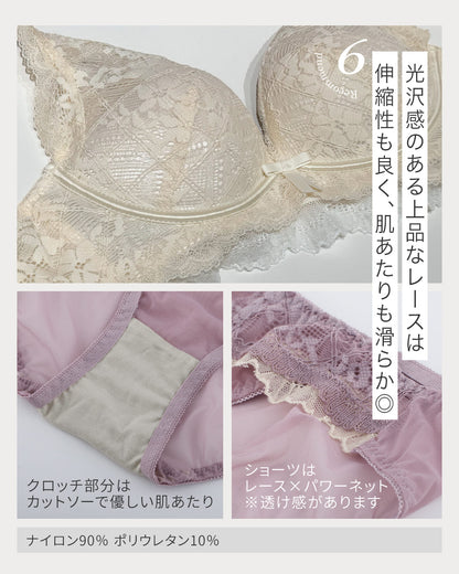 オーラメイク まるっ盛りレースブラ ブラ&ショーツセット
