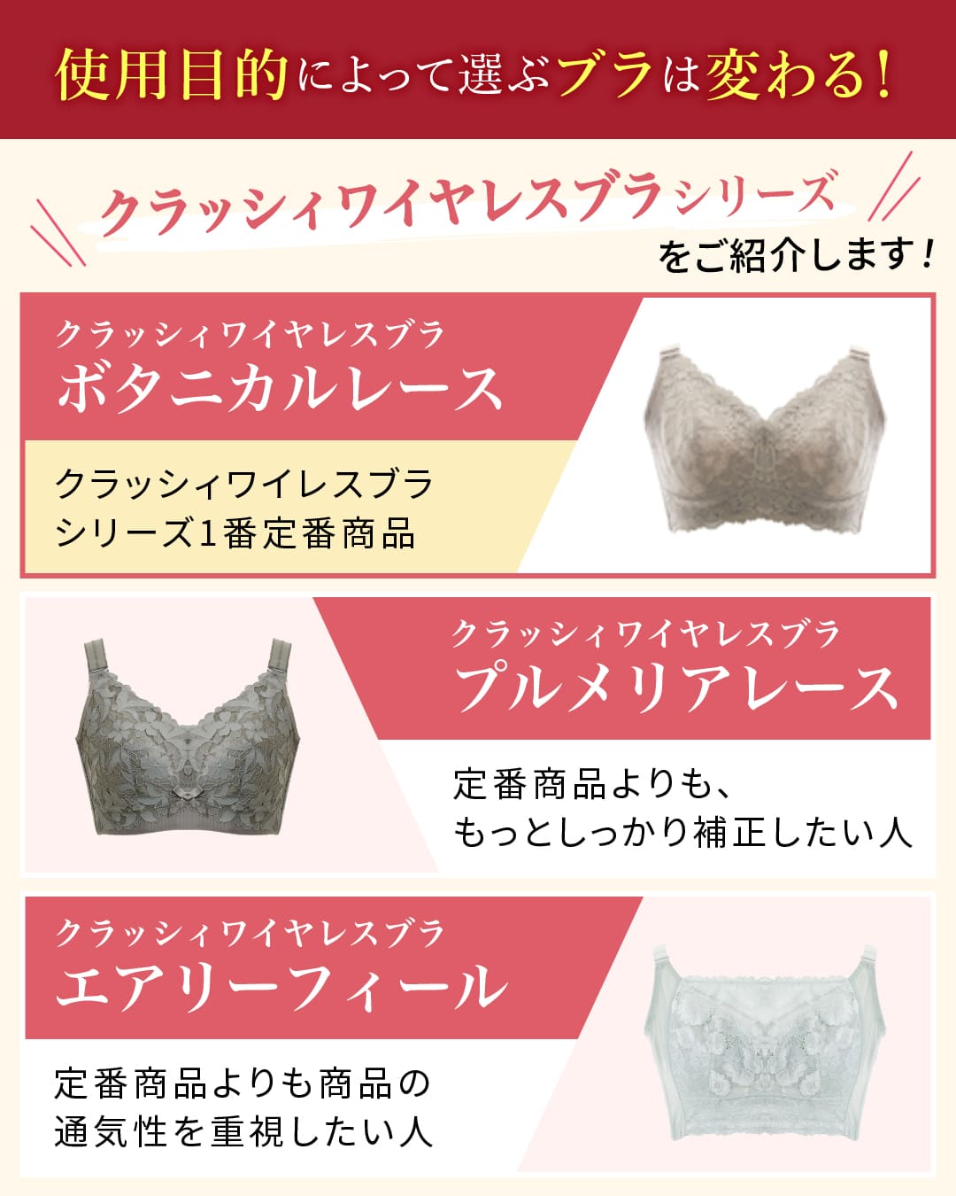 クラッシィワイヤレスブラ ボタニカルレース ブラ&ショーツセット